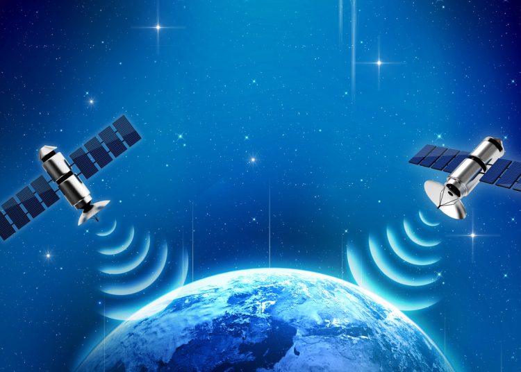 planet earth and satellite in space background