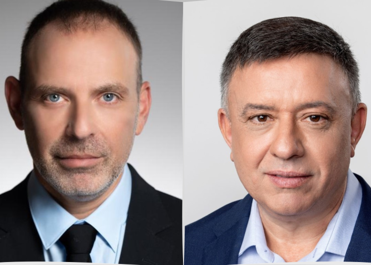 מימין אבי גבאי מנכ"ל פרטנר צילום ינאי יחיאל, ואילן סיגל מנכ"ל yes צילום רמי זרנגר