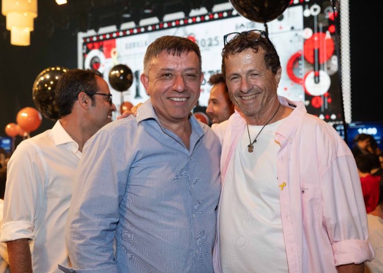 אודי אנג'ל יו"ר וראייטי ואבי גבאי מנכ"ל פרטנר צילום יחצ